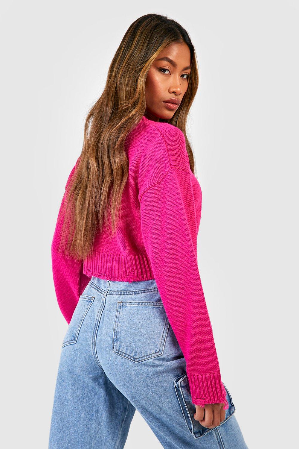 Distressed cropped sweater hotsell